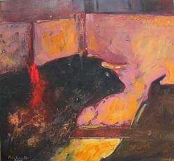 Toro, óleo sobre madera. 39 × 42