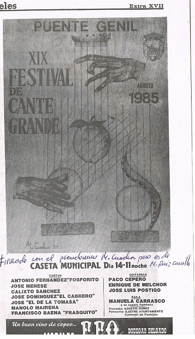 Pirograbado para el cartel del festival de flamenco de Puente Genil (Córdoba), 1985.