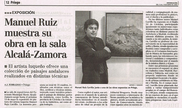 Junto a una de sus obras (Carcabuey) en la Exposición en Sala Alcalá-Zamora (Priego de Córdoba). 2006