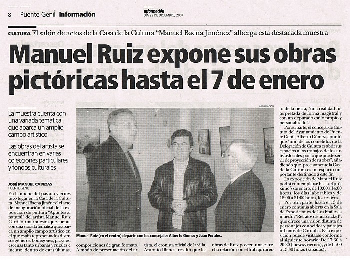 Exposición en Casa de la Cultura de Puente Genil, junto a Alberto Gómez y Juan Perales. 2007