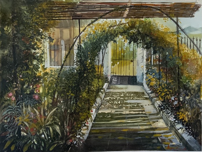 Patio del Palomar , acuarela 60x46